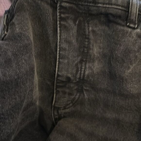 Loft | Destructed High Rise Straight Crop Jeans in Washed Black | 10 - Picture 5 of 7